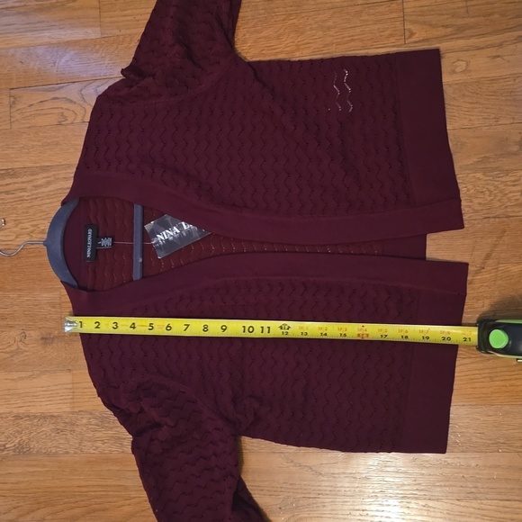 NINA LEONARD BRAND WOMEN'S BURGUNDY WINE OPEN CARDIGAN SHRUG SIZE LARGE - Picture 11 of 15